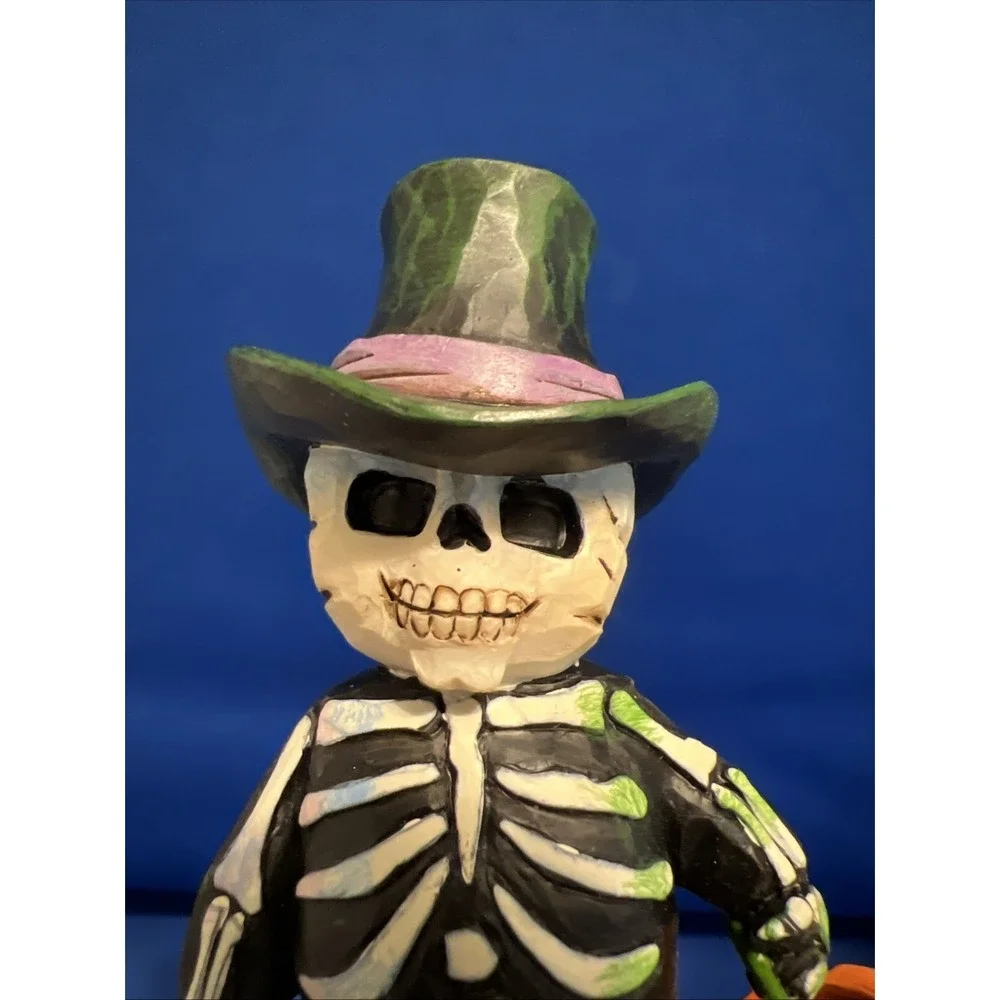 Set Of 2 Jim Shore Mini Halloween Trick Or Treat Werewolf & Skeleton Figurines